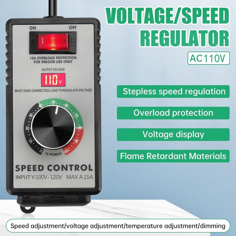 diymore AC Motor Speed Controller 120V 15A 4000W Variable Speeds Control Fan Speed Controllers for Electric Motor with Overload Protection Switch with Overloads Protection - Image 4